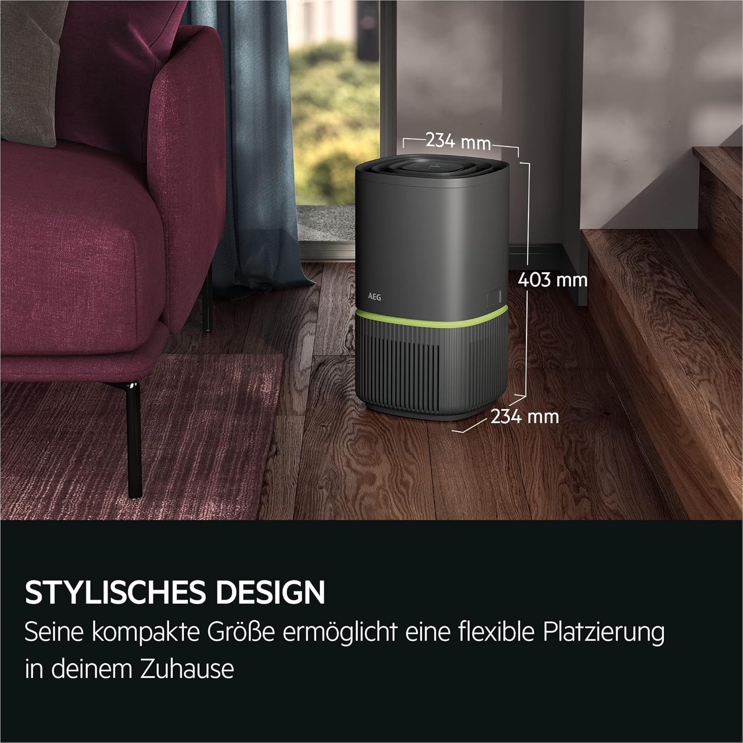 AEG Luftreiniger Pure 5000 für 41 m², 98 m³, Dark Grey