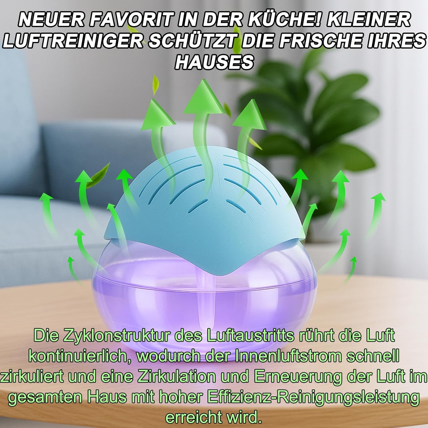 Air Freshener Luftreiniger bis 100m², 1000ml, Luftbefeuchter, Aroma-Diffusor (Hellblau)