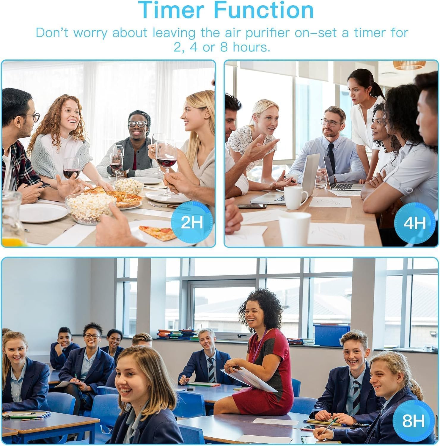 AIRTOK Luftreiniger H13 HEPA für Allergien Rauchgeruch Nachtlicht 92 m²