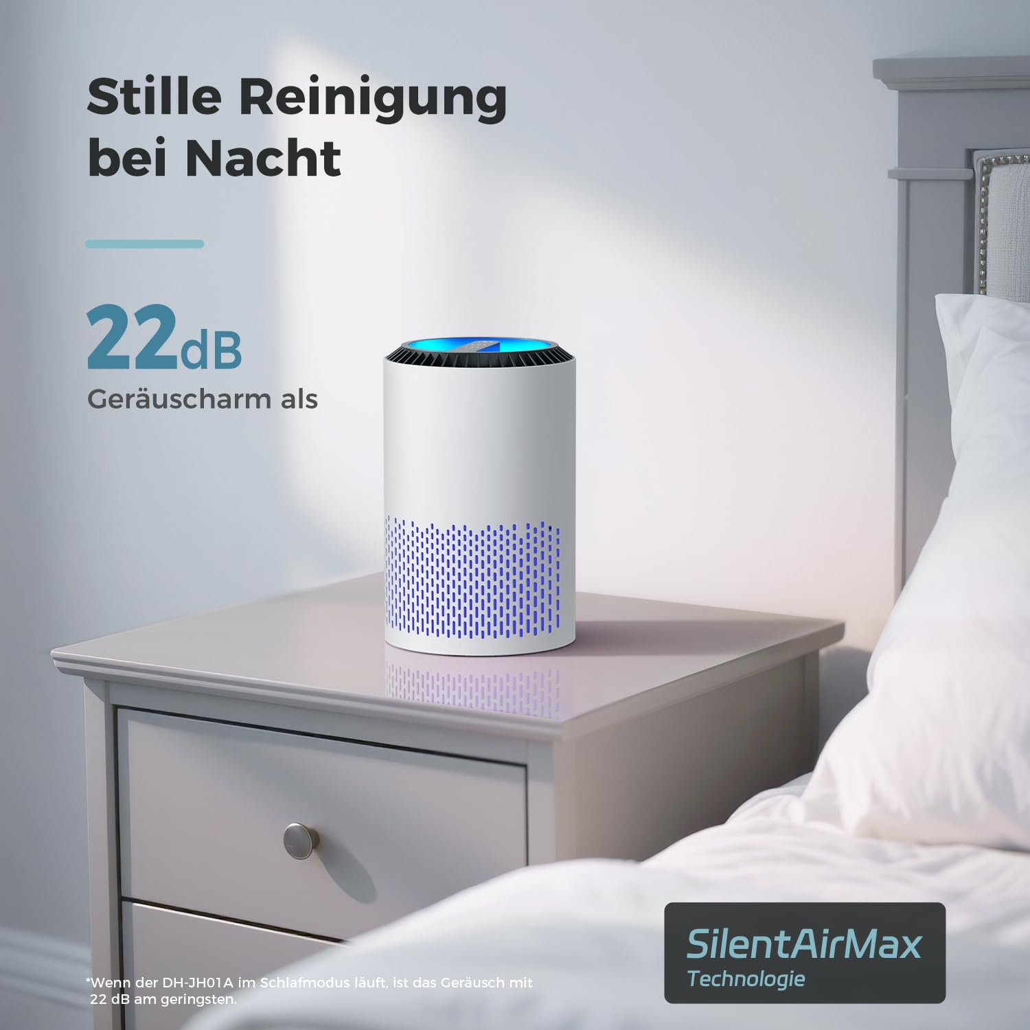 AROEVE Luftreiniger H13 HEPA Filter für Rauch, Pollen und Gerüche, Schlafmodus 22dB, Weiß