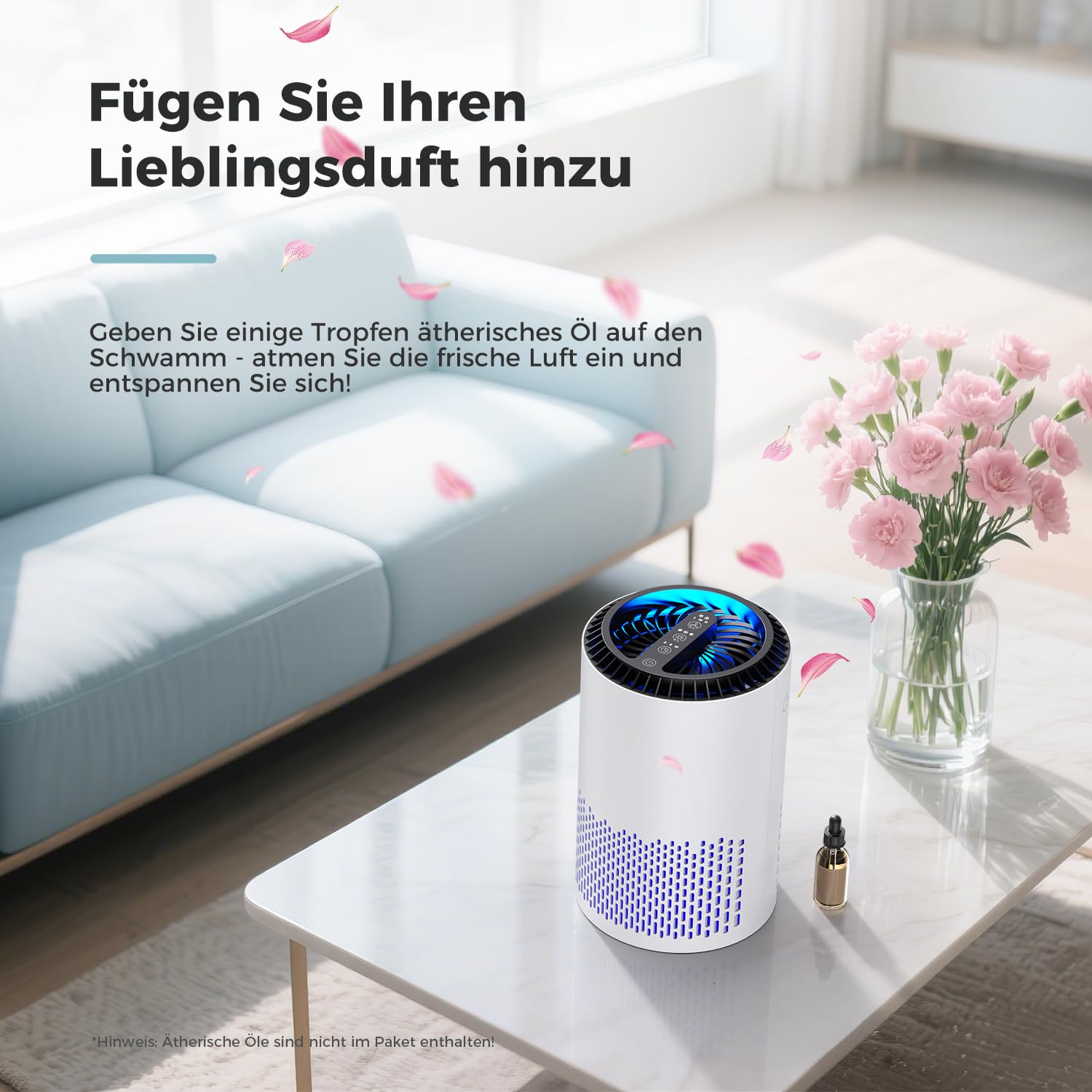 AROEVE Luftreiniger H13 HEPA Filter für Rauch, Pollen und Gerüche, Schlafmodus 22dB, Weiß