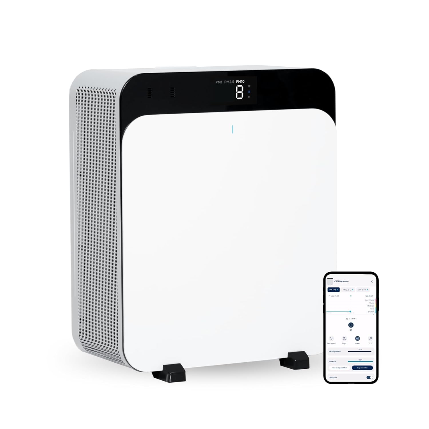 BLUEAIR Classic Pro CP7i Luftreiniger, 131 m², HEPA-Filter für Haustiere, Viren, Bakterien