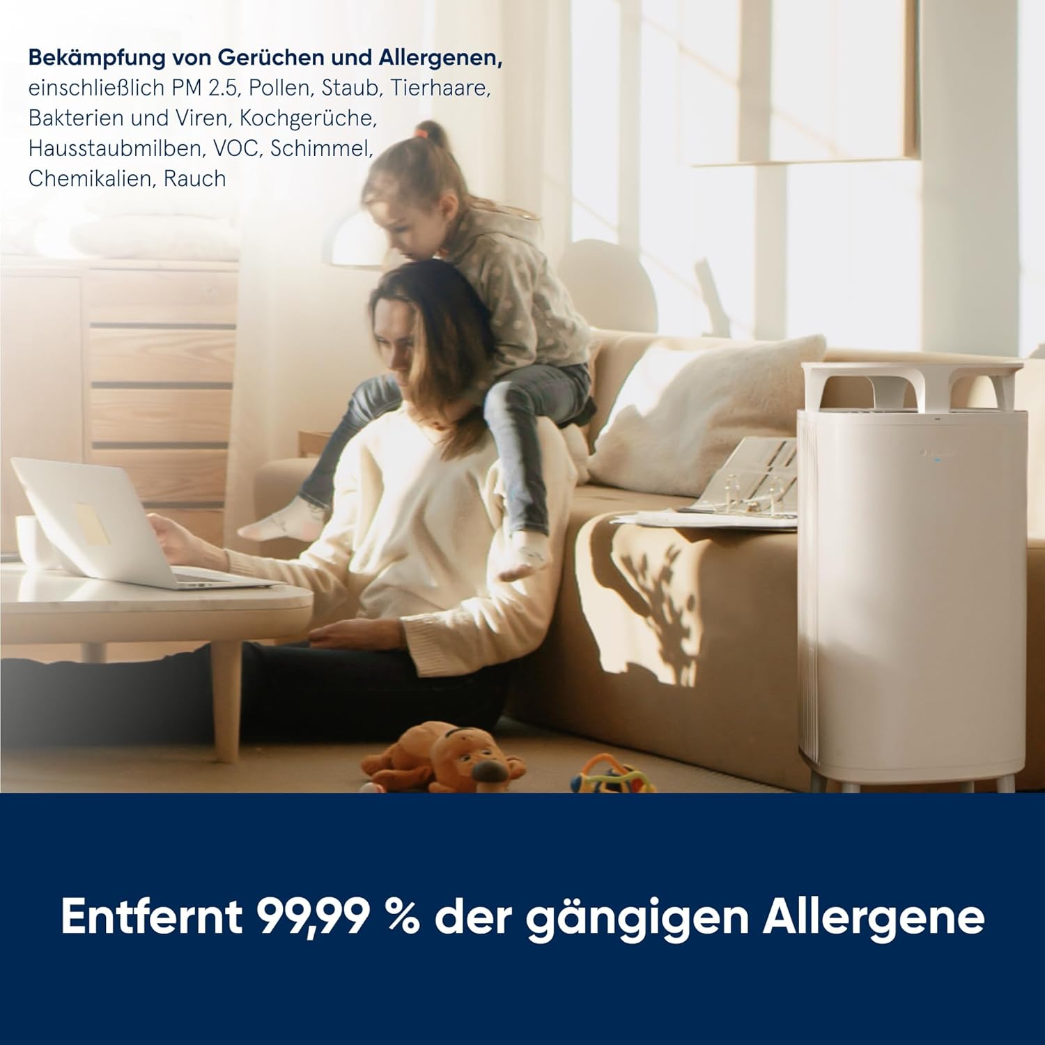 BLUEAIR Luftreiniger für Räume bis 48 m² mit HepaSilent-Technologie, smarten Sensoren und App-Steuerung