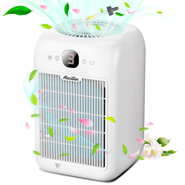 [Brand] Luftreiniger mit HEPA-Filter, Aromatherapie, leise (25 dB), doppelseitige Luftzufuhr