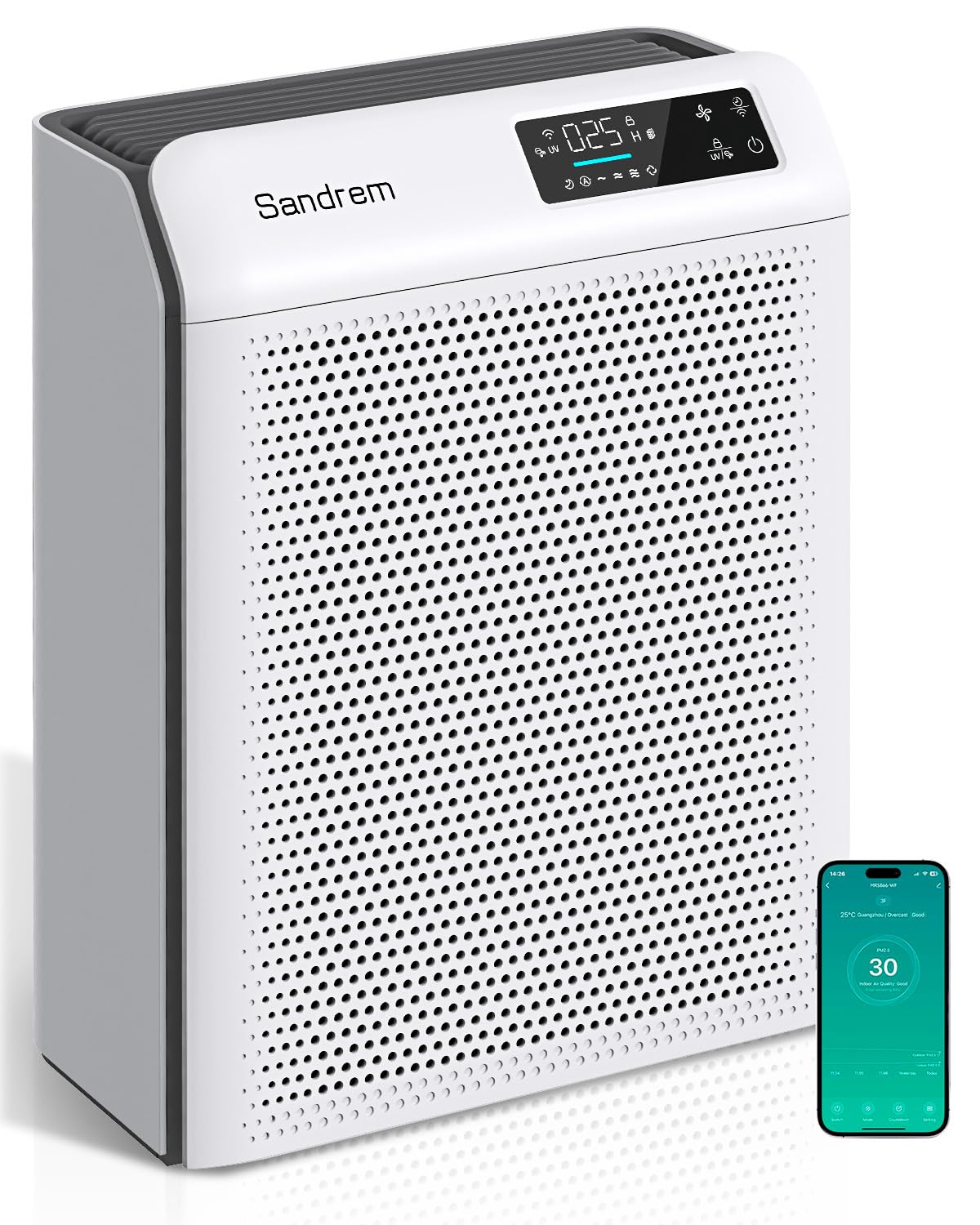 [Brand] Luftreiniger mit HEPA-Filter, Lichtsensor, waschbarem Vorfilt