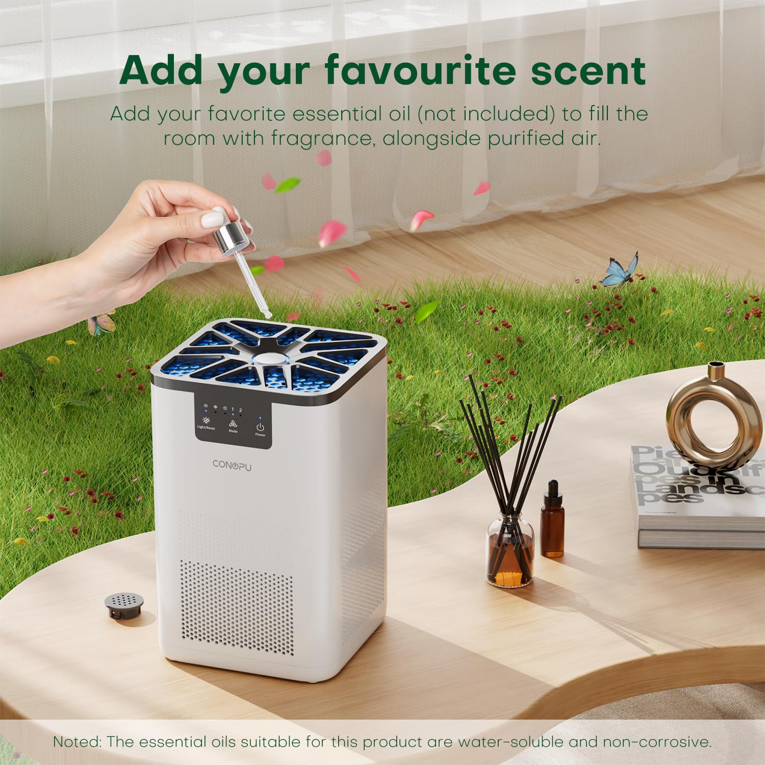 CONOPU Luftreiniger für Allergiker mit 3-Stufen-Filtration und Aromatherapie-Funktion
