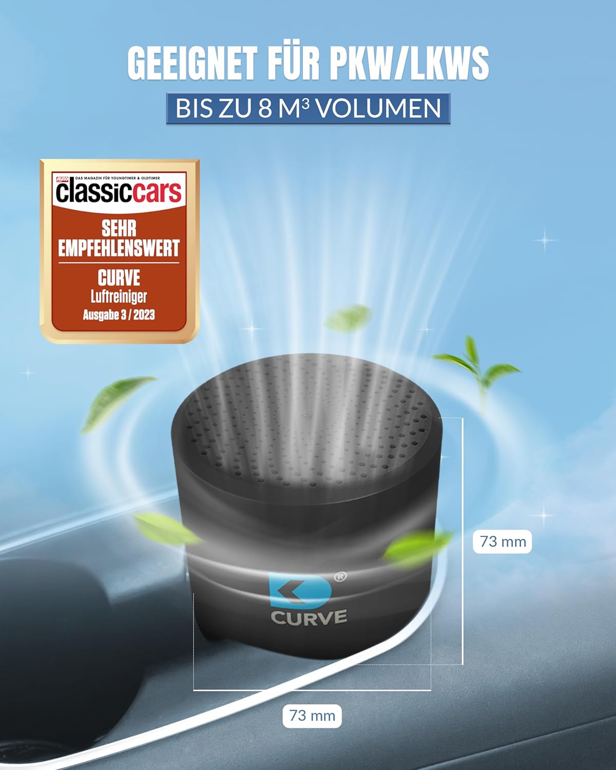 Curve Luftreiniger Granulat 99% Keime Auto Wohnmobil Zuhause Silent