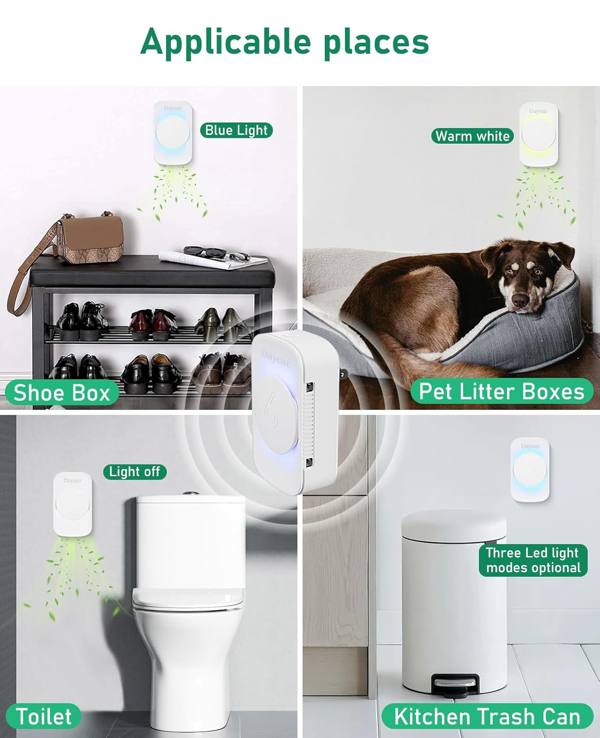 Dayear Luftreiniger Ionisator 3 LED-Modi für Rauch, Haustiere, Gerüche