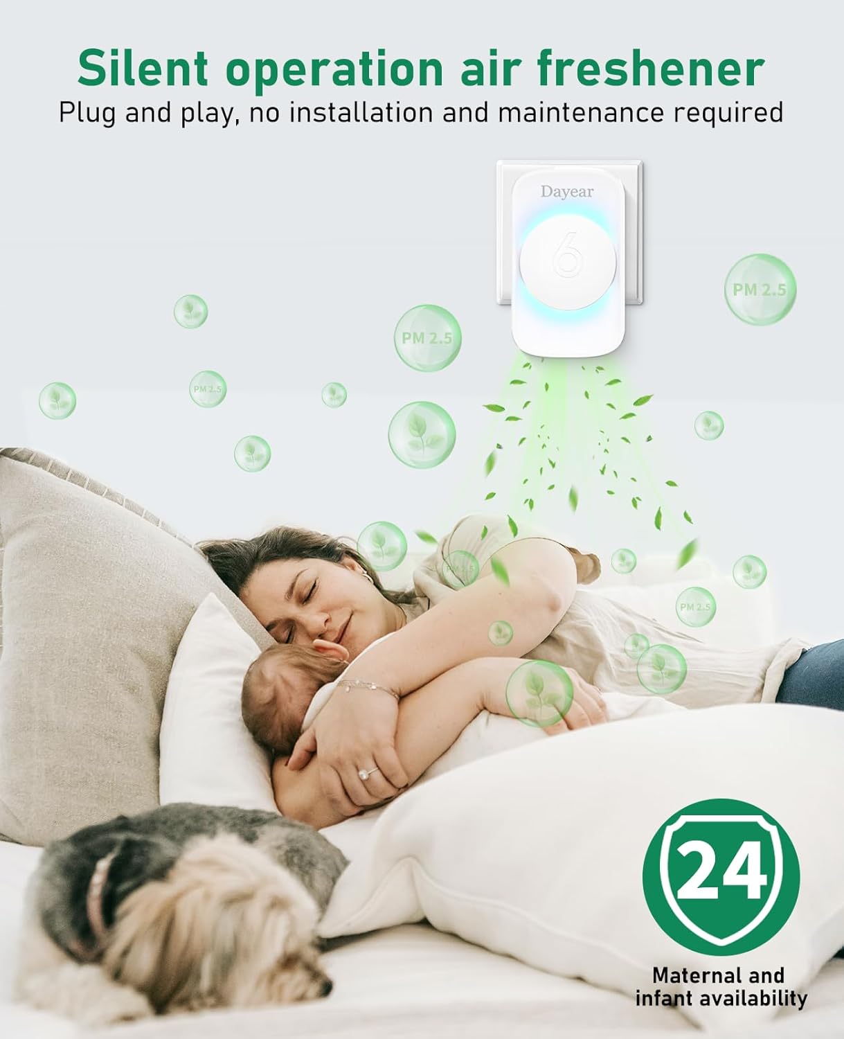 Dayear Luftreiniger Ionisator 3 LED-Modi für Rauch, Haustiere, Gerüche