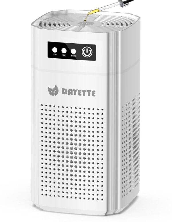 DAYETTE Luftreiniger HEPA 13 Filter 15dB geräuscharm ideal für Allergiker, Schlafzimmer & Auto, Anti-Staub, Pollen & Geruch