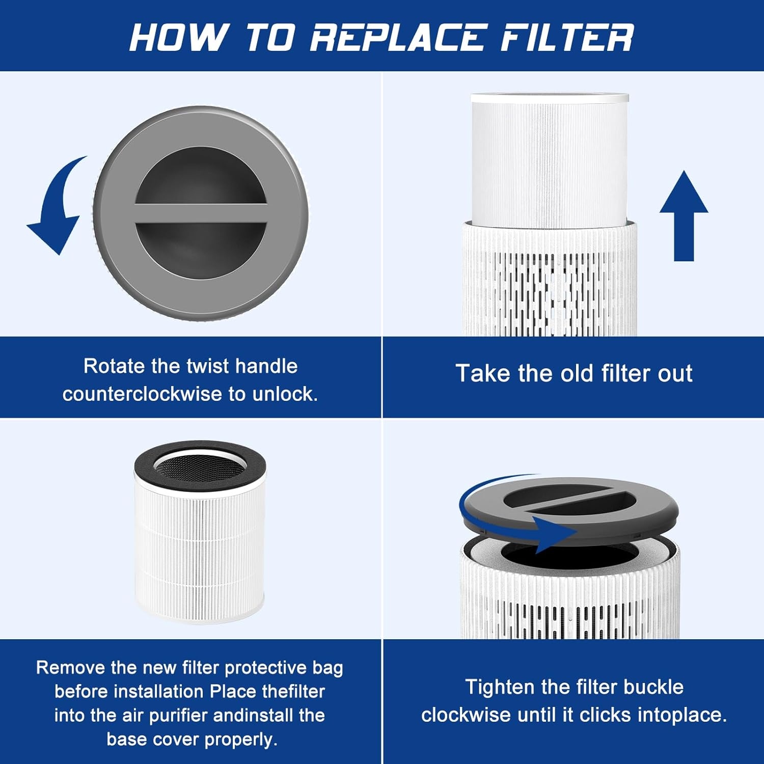 Dayette Luftreiniger mit Originalfilter, 3-stufige Filterung, HEPA-Technologie