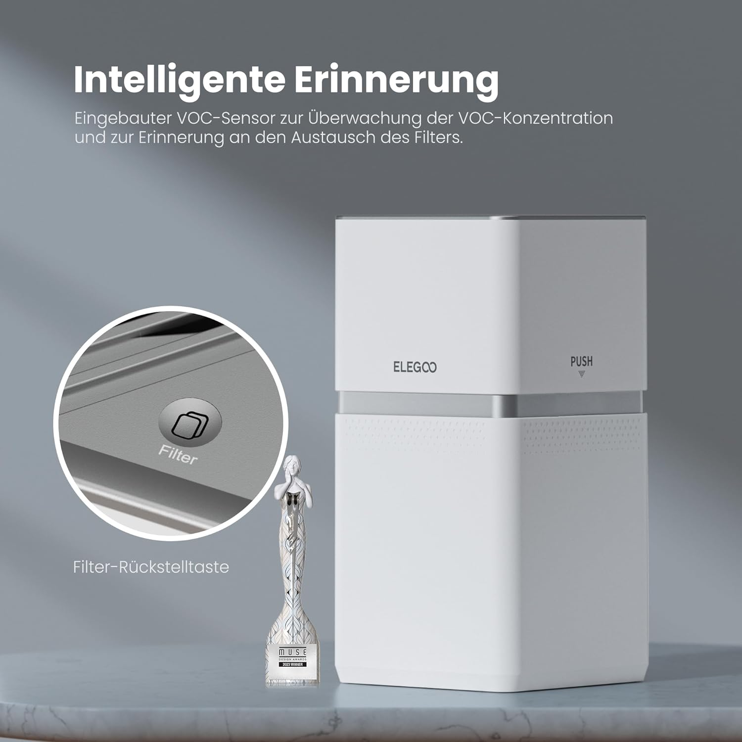 ELEGOO MarsMate Luftreiniger, 95% TVOC-Reduktion, Smart-Sensor, kompatibel mit Mars 4 Max/Saturn 3
