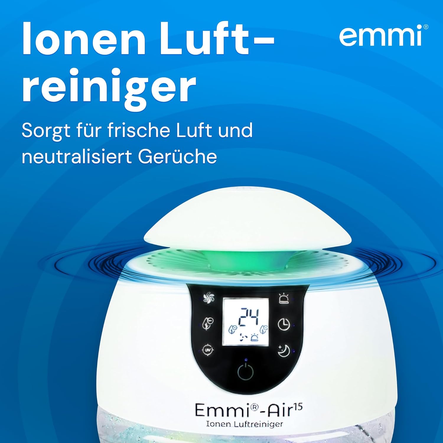 Emmi Luftreiniger Ionisator für Allergiker & Raucherzimmer – bis 35 m², geruchsbeseitigend, gegen Pollen & Staub