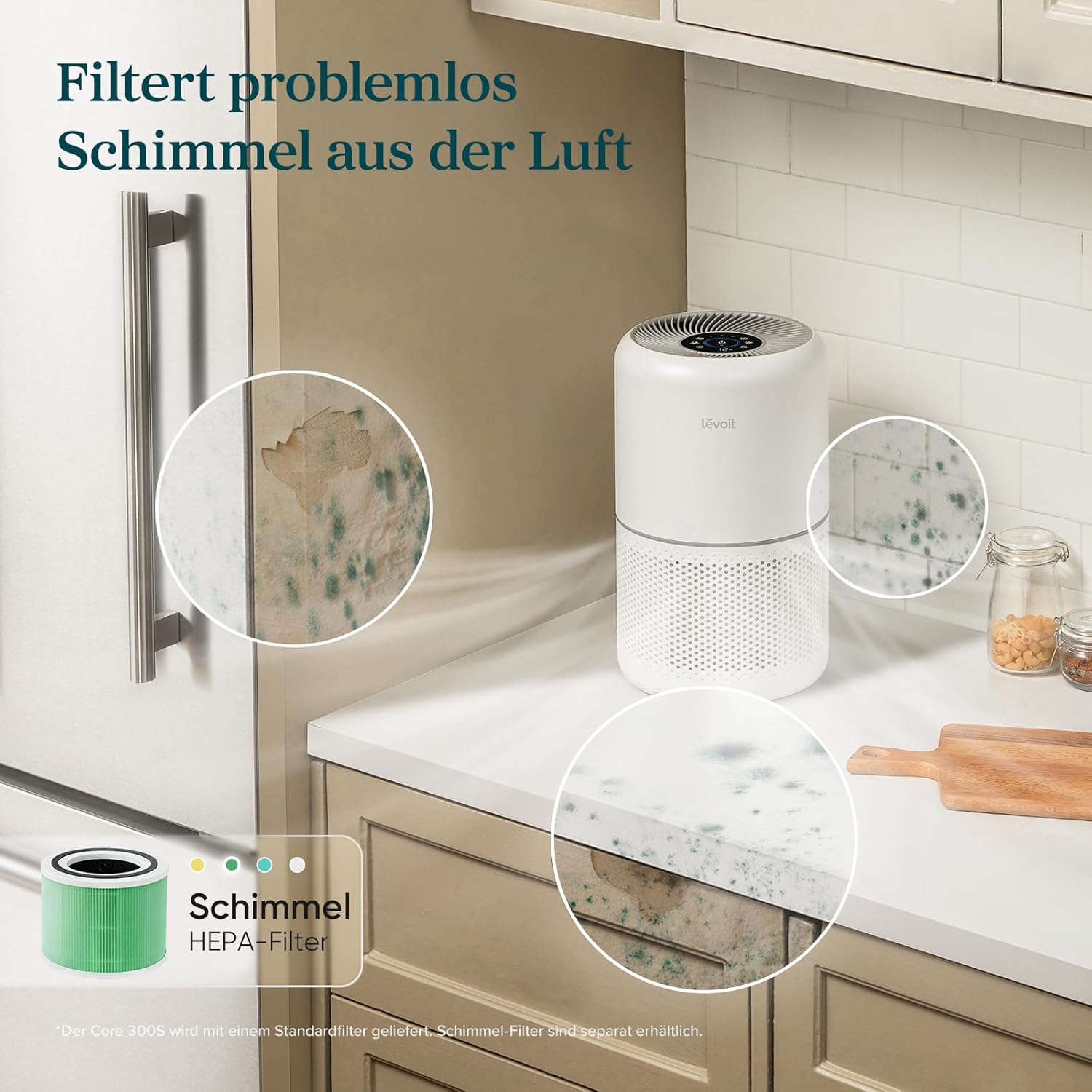 LEVOIT Luftreiniger H13 HEPA Filter 99,97% Rauch CADR 195 m³/h Auto-Modus