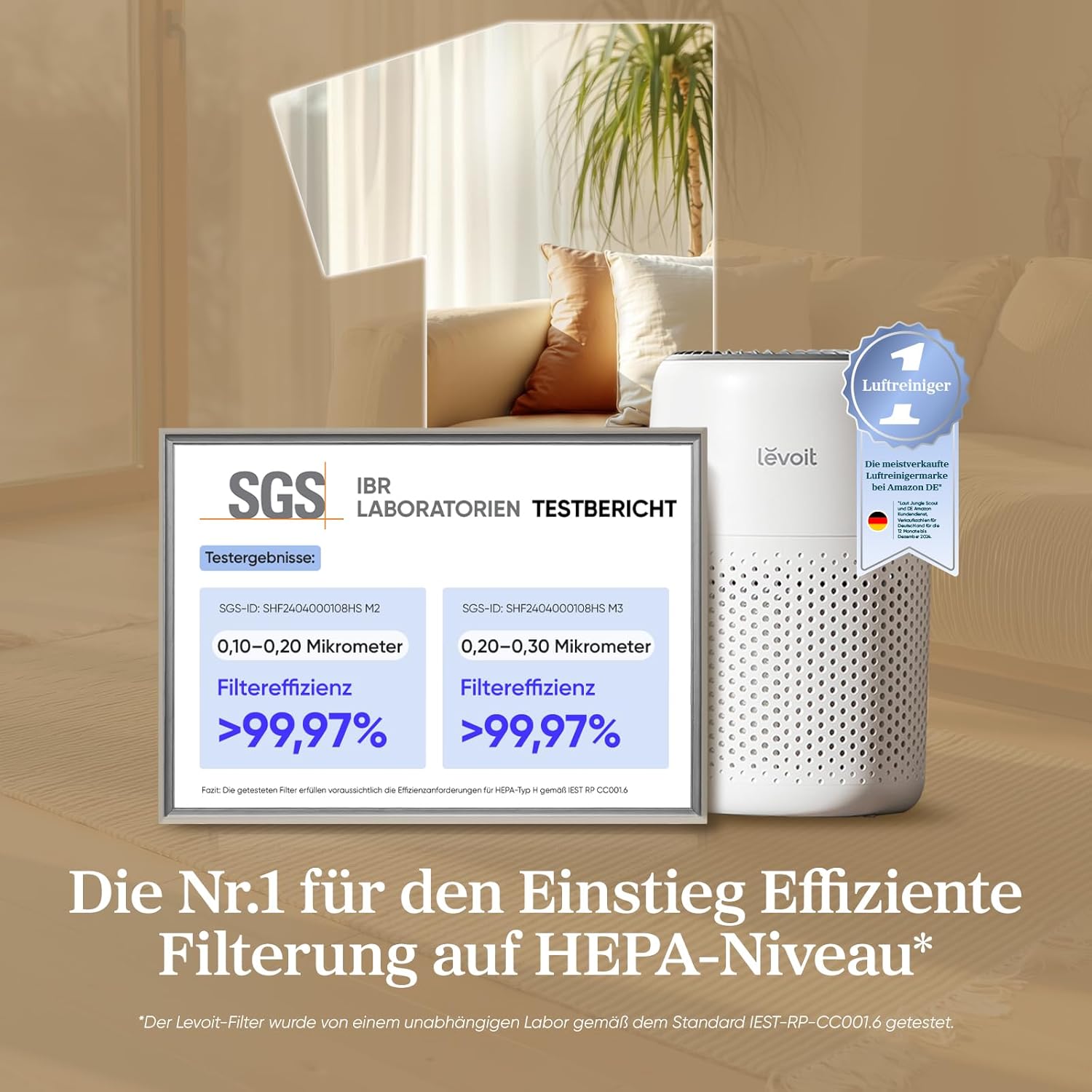 Levoit Luftreiniger HEPA Filter 3 Stufen Aromatherapie für Allergie, Schimmel, Staub, Haustiere, 7W weiß