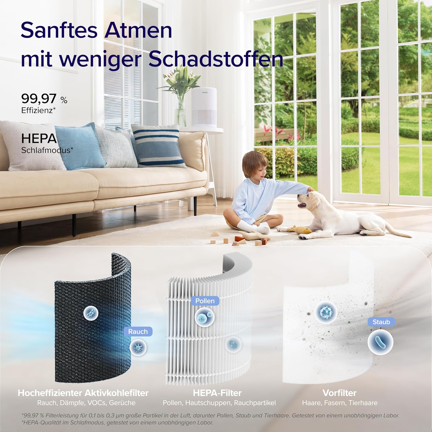 LEVOIT Luftreiniger HEPA-Filter App-Steuerung Schlafmodus für 35 m²