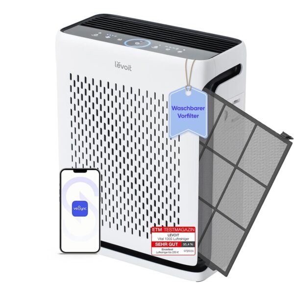 LEVOIT Luftreiniger mit HEPA-Filter, Lichtsensor, 23 dB, für Räume bis 52 m²