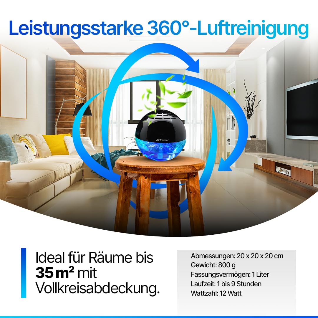 Lura Luftreiniger mit Aroma-Diffusor, Ultraschall-Befeuchter, 7-Farben-LED für Zuhause