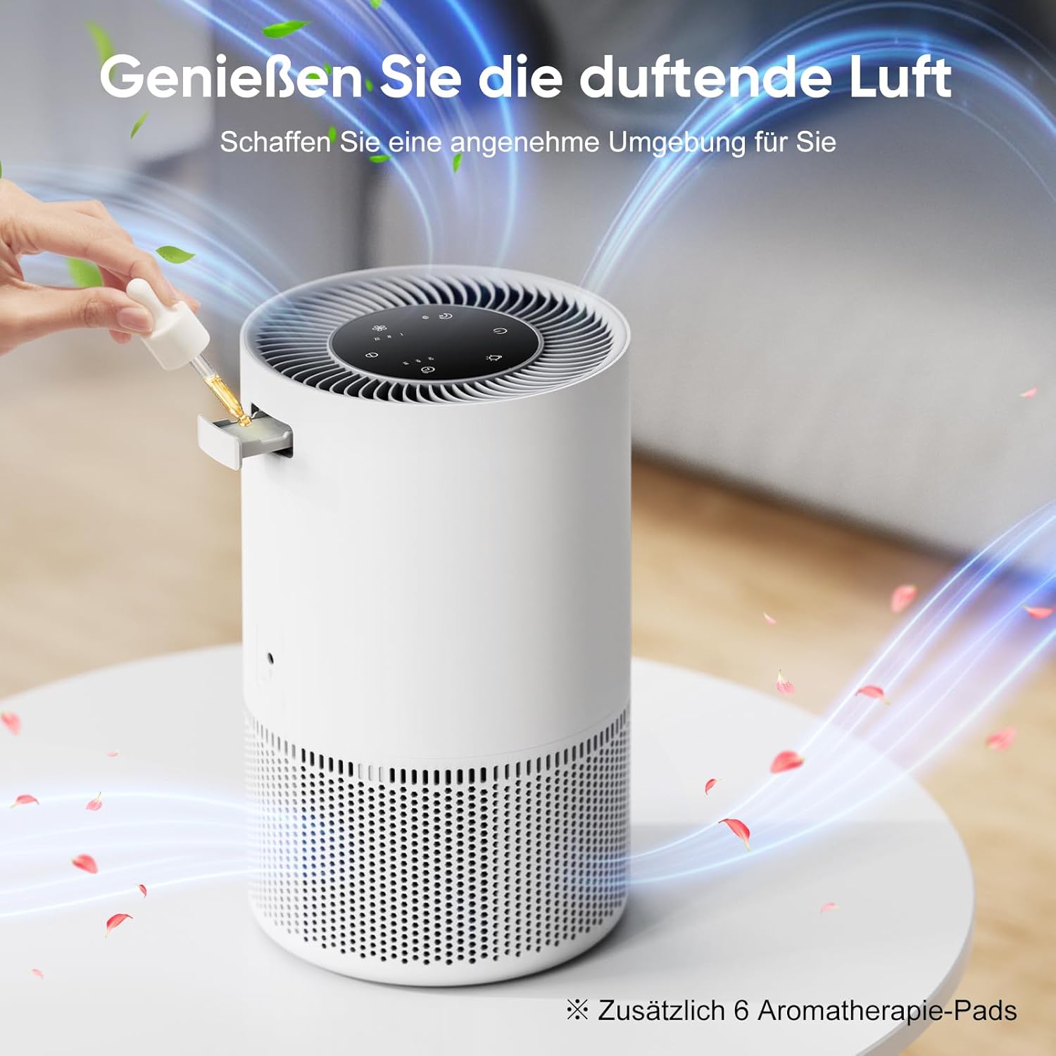 Maxcio Luftreiniger Allergiker HEPA Filter 99.98% Touch-Steuerung Nachtlicht