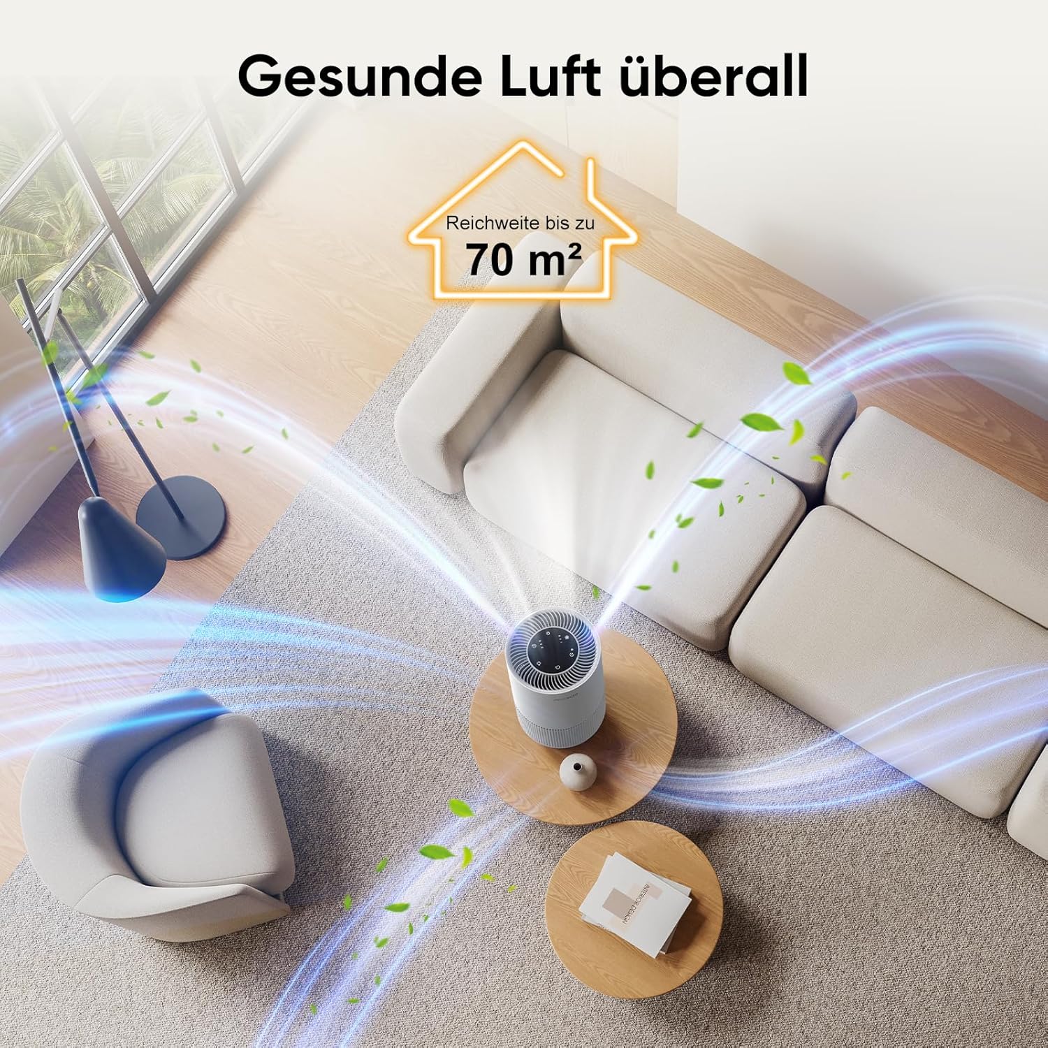 Maxcio Luftreiniger Allergiker HEPA Filter 99.98% Touch-Steuerung Nachtlicht