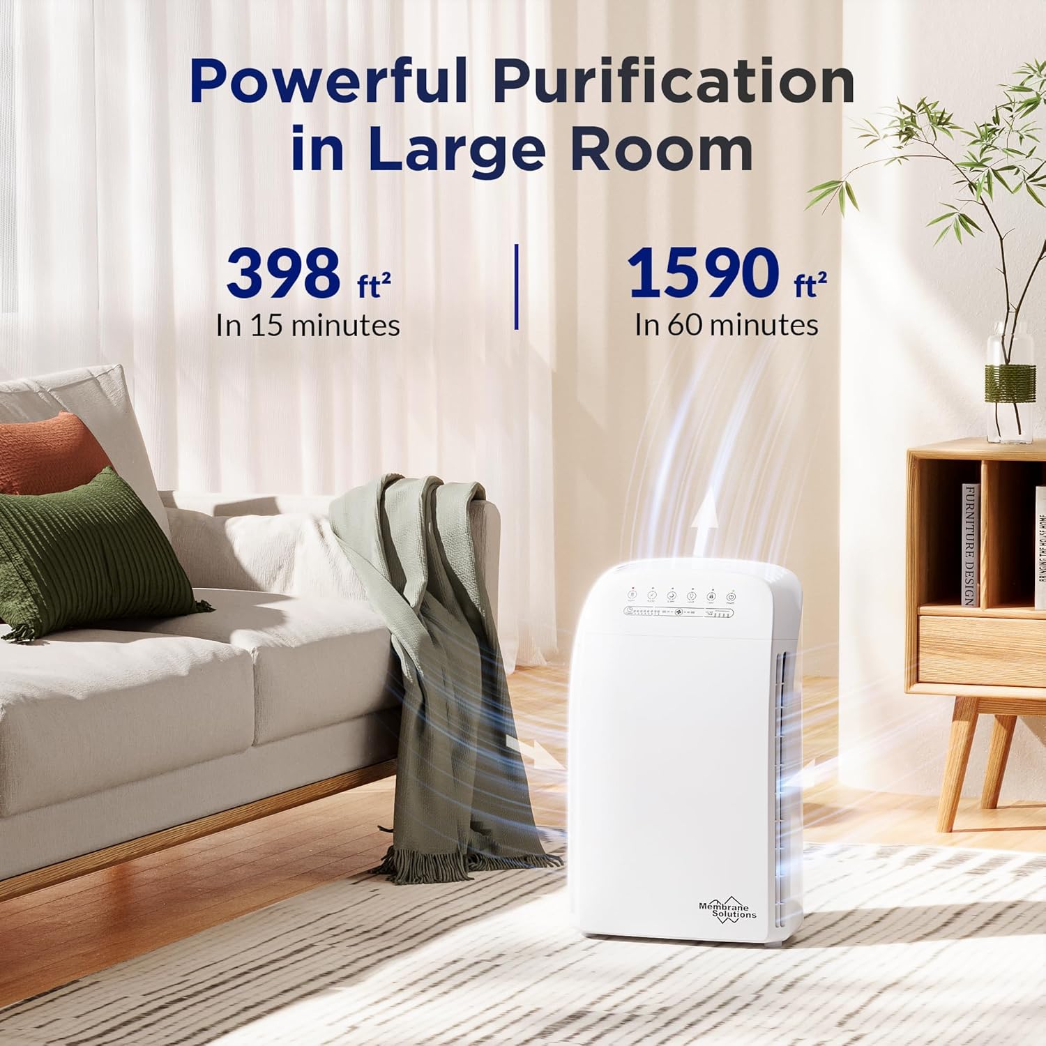 Membrane Solutions MSA3 Luftreiniger H13 HEPA 147 m² 22 dB für Allergien