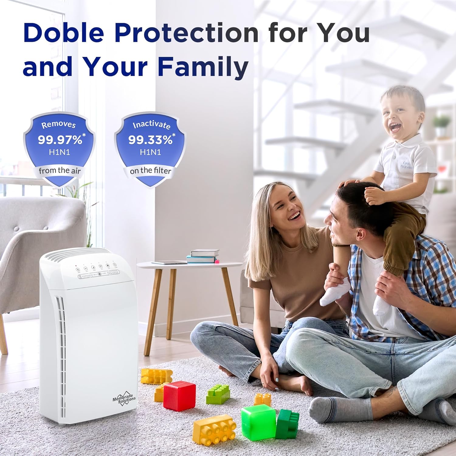 Membrane Solutions MSA3 Luftreiniger H13 HEPA 147 m² 22 dB für Allergien