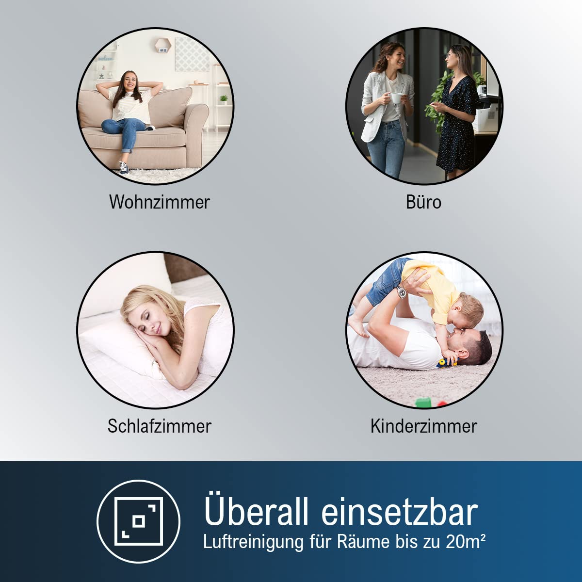 ProfiCare® Luftreiniger für Räume bis 20 m² mit 2 Filtern, 3 Leistungsstufen und Sleep-Modus