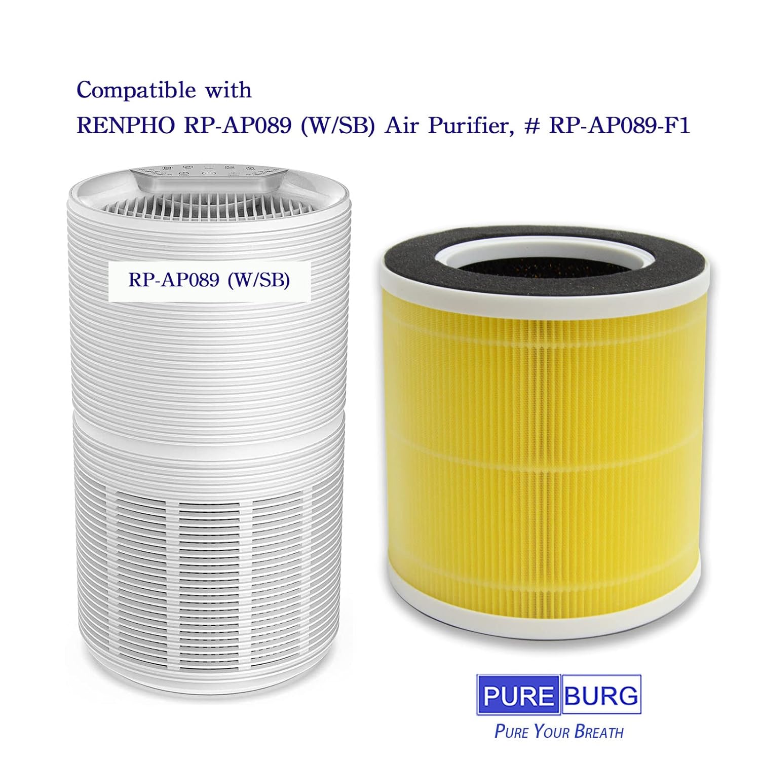 PUREBURG H13 HEPA Filter für RENPHO & Unold Luftreiniger, Pack 2