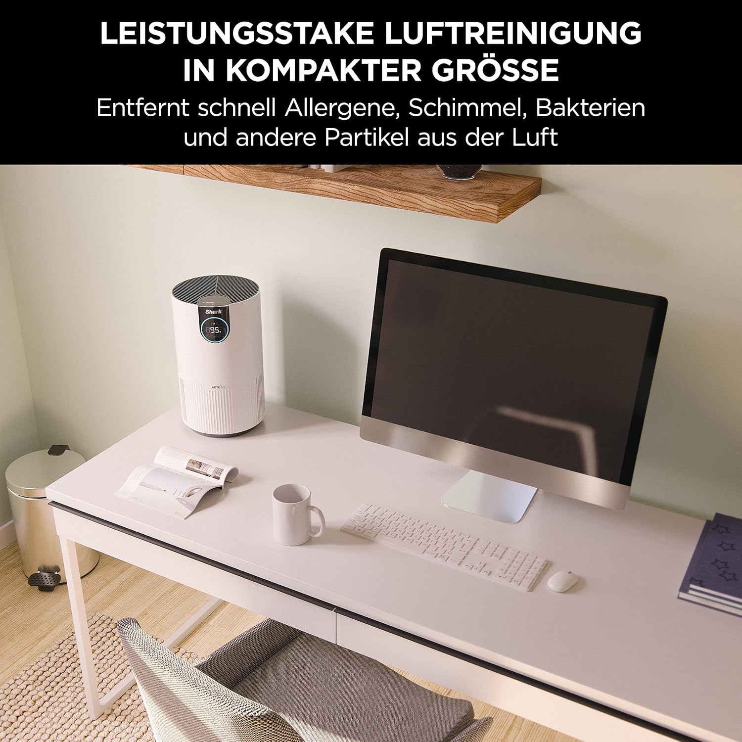 Shark Luftreiniger HEPA Filter für Allergene, Pollen & Bakterien, 60 m², Luftqualitätsmessung