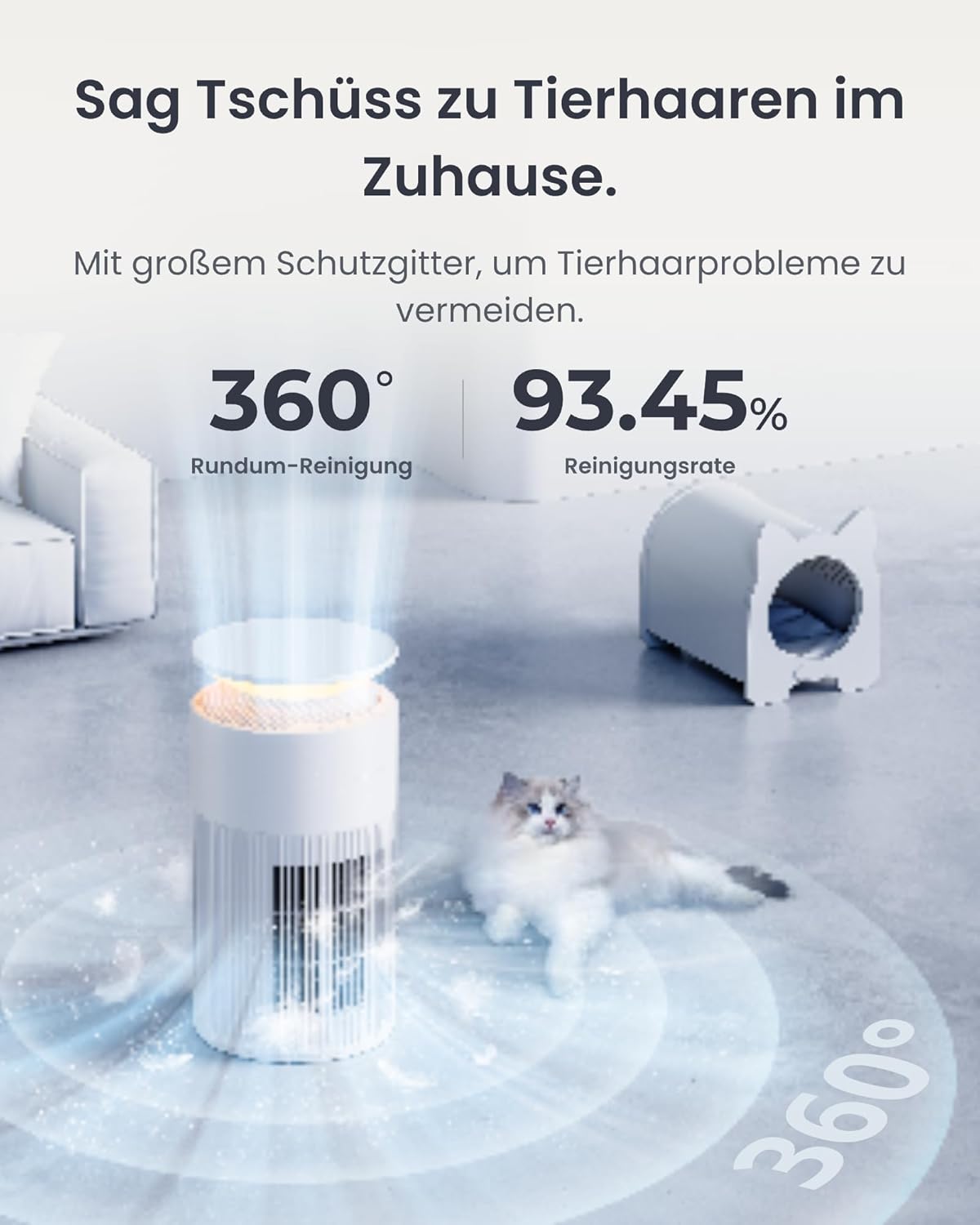 SwitchBot Luftreiniger mit App-Steuerung, HEPA-Filter, Nachtlicht, 400 m³/h, 20 dB