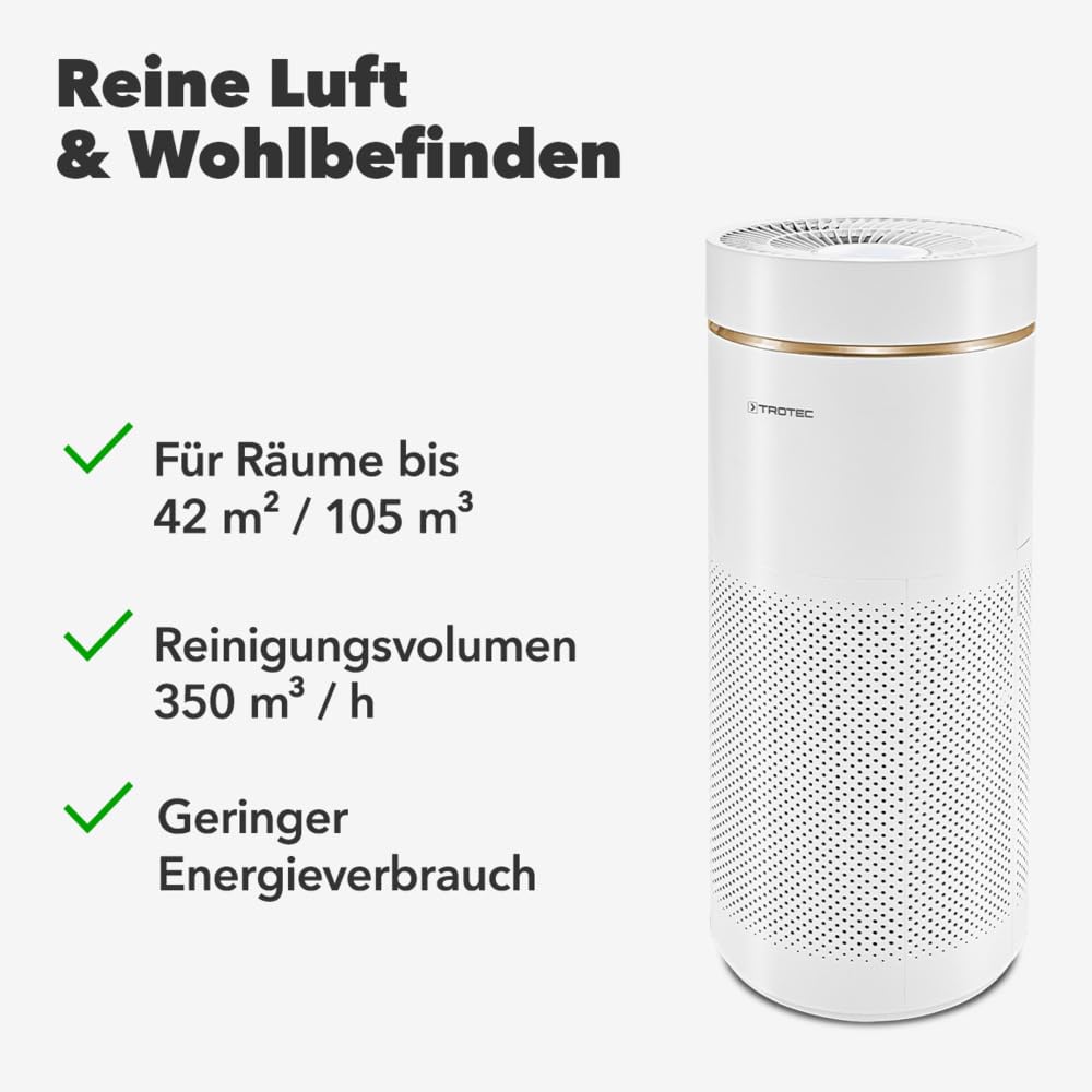 TROTEC AirgoClean 170+ Luftreiniger HEPA 99,97% 5 Stufen Turbo Weiß für 42 m²