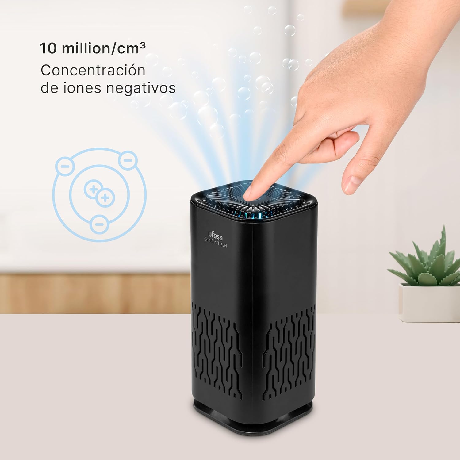 Ufesa Luftreiniger mit Negativionen, Aktivkohle, Ultra-leise ≤20dB, Nachtlicht